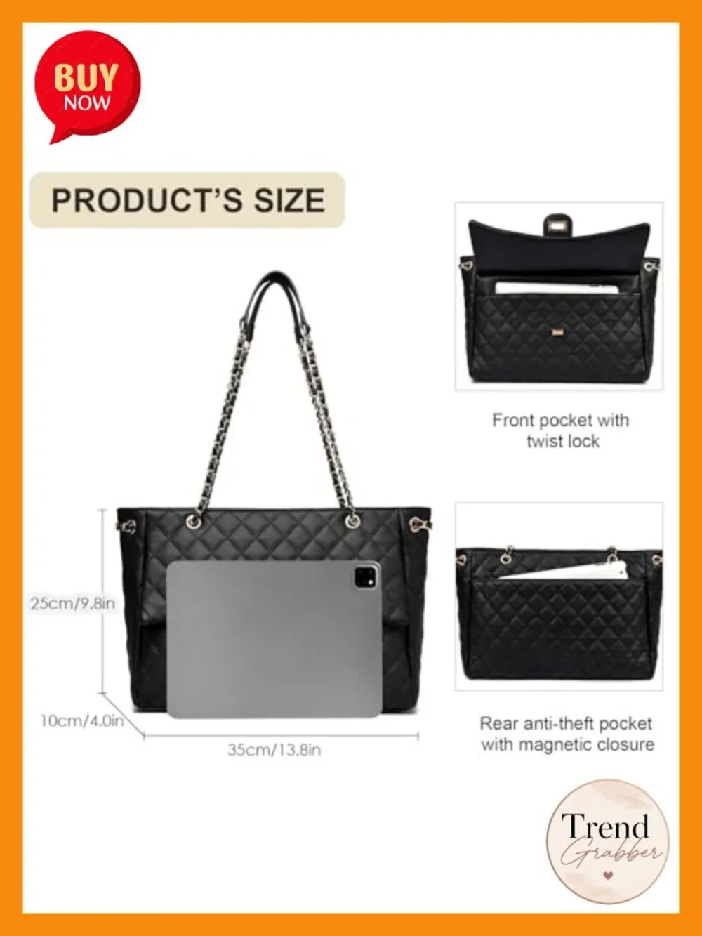 Quilted Satchel Tote Bag, Designer Shoulder Handbag Leather Crossbody Purse